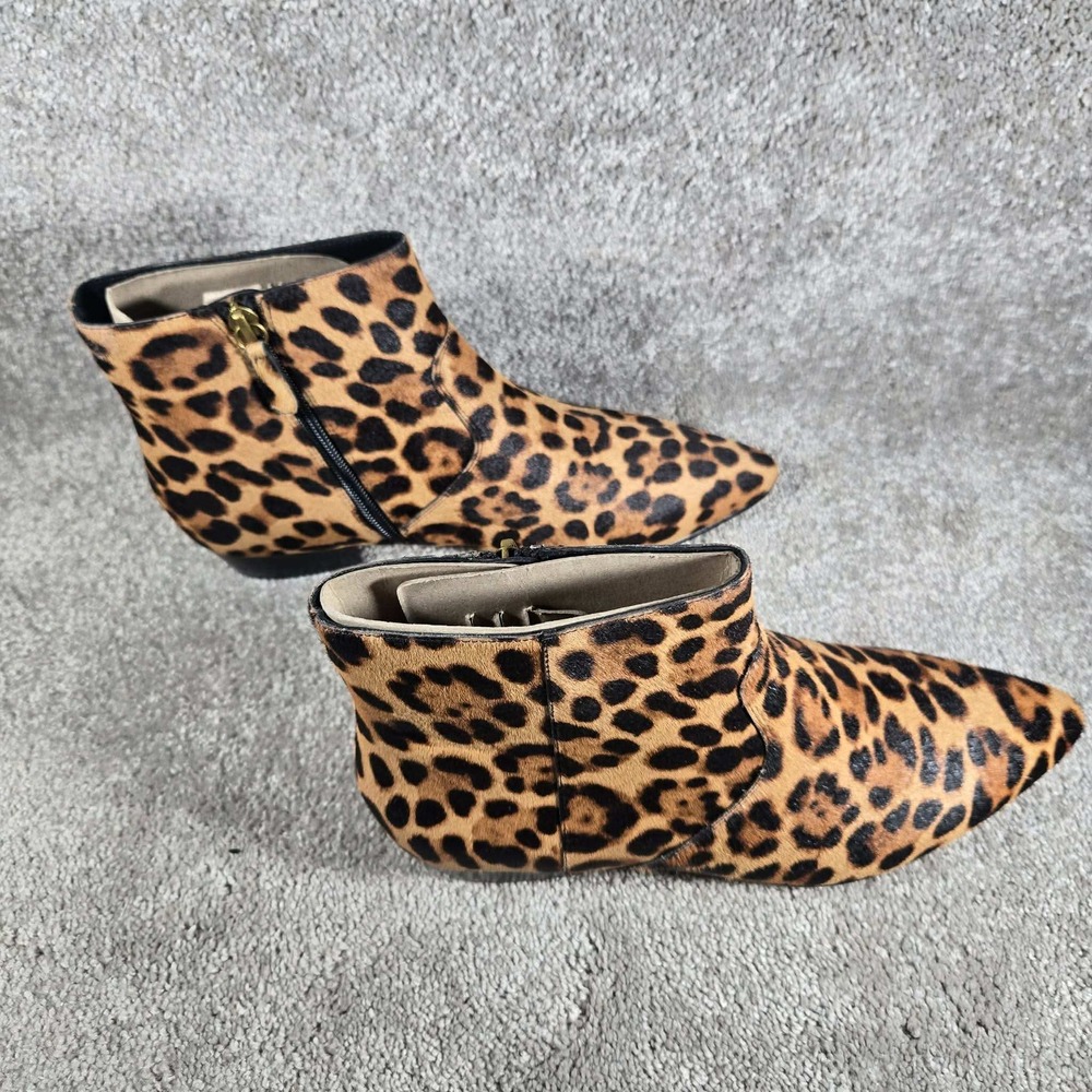 J.Crew Ankle Boot Leopard Print Haircalf Pointed Toe Women 9.5 Mob Wife